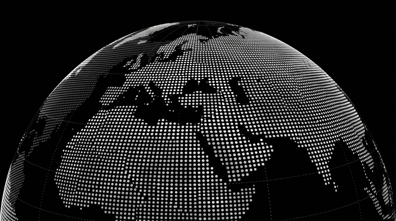 Halftone Dotted Globe Network